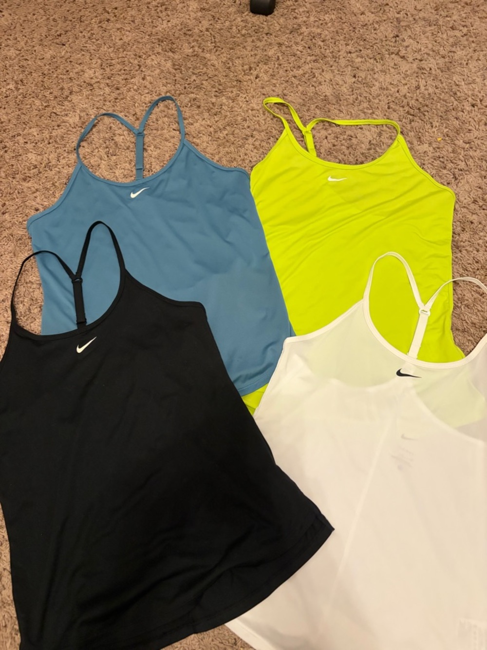 Nike Women's Racerback Tank — Black, Blue, Neon Yellow, White